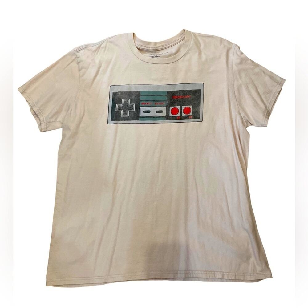 Nintendo Y2K Graphic SHIRT Men XL White Short Sleeve Round Neck Oversized Cotton